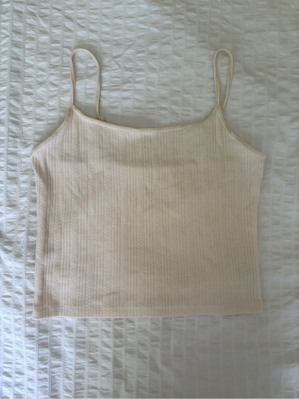 American Eagle Outfitters Cream Ribbed Spaghetti Strap Cami